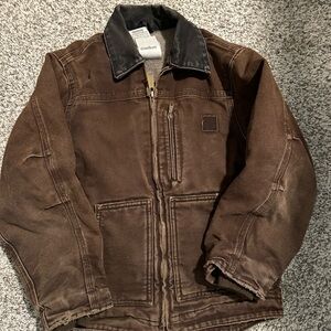 Carhartt Dark Brown Jacket with Black Collar